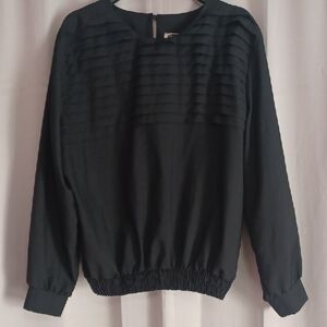 Mark Reed Long Sleeve Blouse, Horizontal Pleats, Vintage, Made In USA, Plus Size